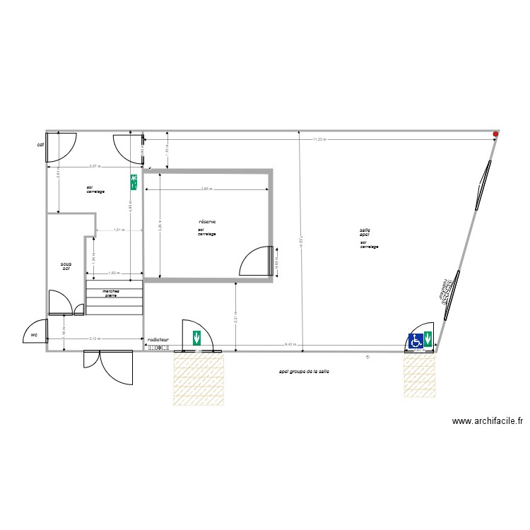 apel. Plan de 4 pièces et 93 m2