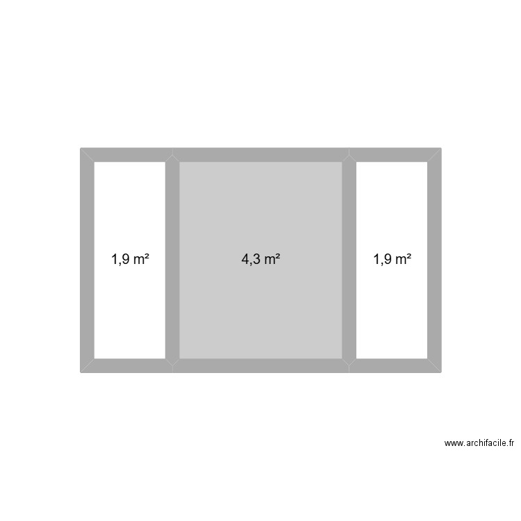 MUR FOND BUREAU 2. Plan de 3 pièces et 8 m2