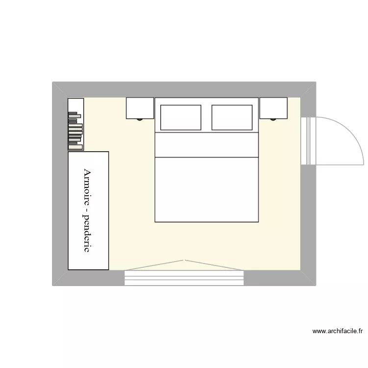chambre. Plan de 1  et 11 m²