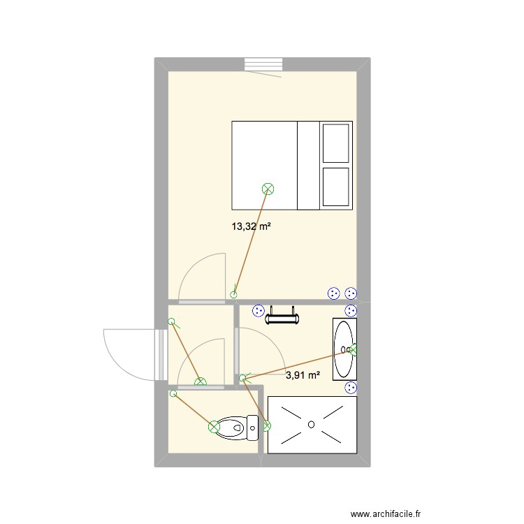 FRANÇOIS. Plan de 2 pièces et 17 m2