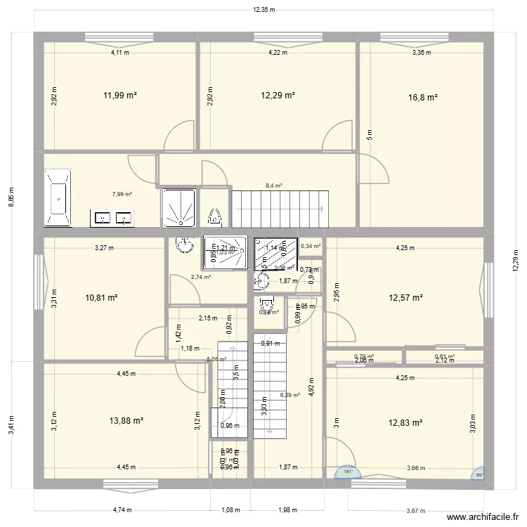 CHATILLON LA PALUD Niveau 1. Plan de 19 pièces et 131 m²