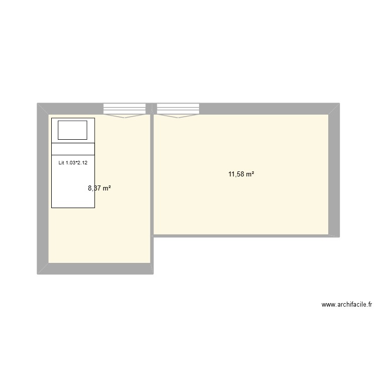 chambre 2 1. Plan de 2 pièces et 20 m2