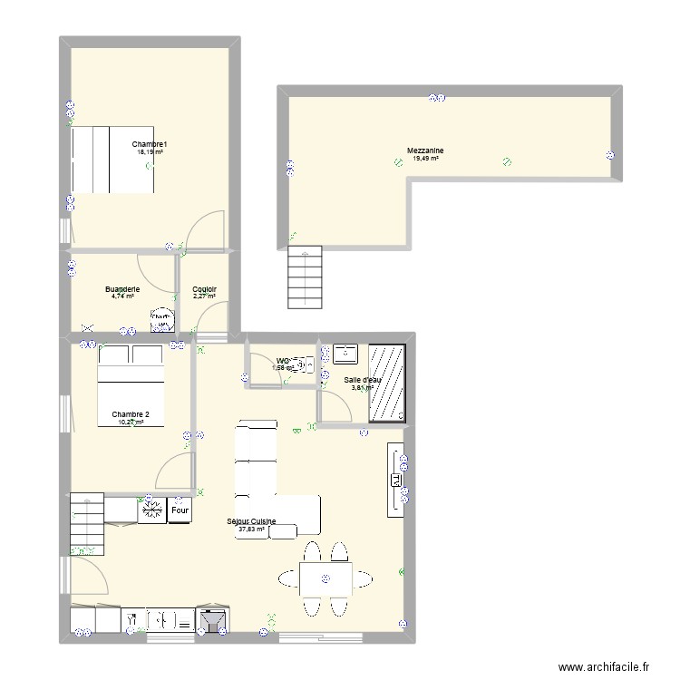 Cédric élec. Plan de 8 pièces et 98 m2