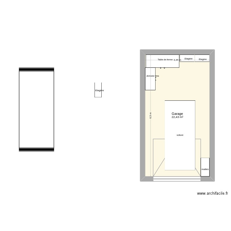 Garage 2. Plan de 1 pièce et 22 m2