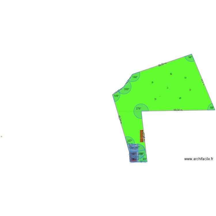 jardin. Plan de 3 pièces et -54 m2