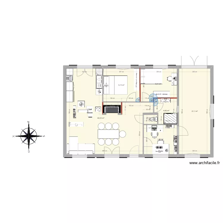 MAISON avec cuisine. Plan de 
