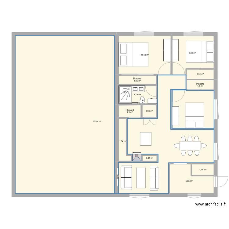 Plan karytas. Plan de 13 pièces et 165 m2