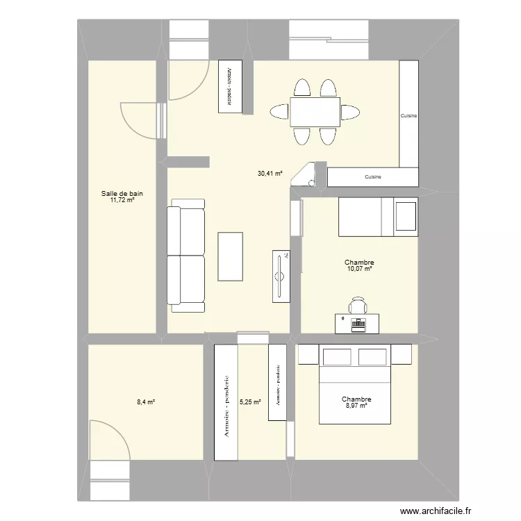 J&eacute;r&eacute;my v1. Plan de 6  et 75 m²