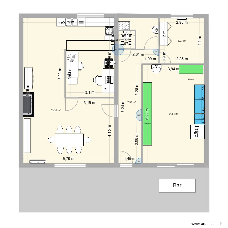 villa technique-CCAS. Plan de 6 pièces et 99 m2