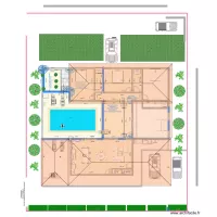 Esquisse 2 blocs - 4 chambres - avec toits avec meubles et sous-sol