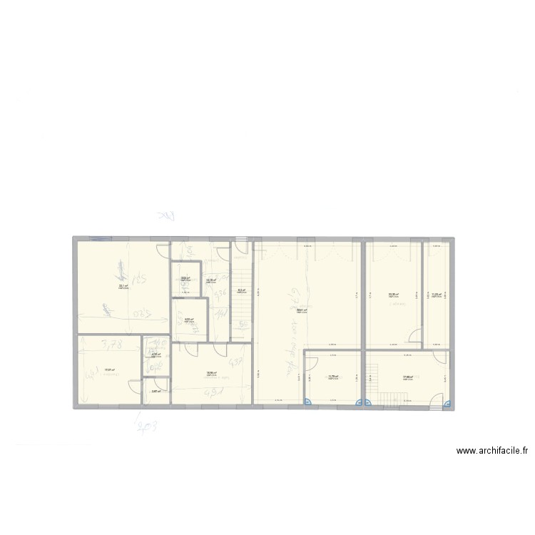 froncine le haut 2. Plan de 14 pièces et 227 m2