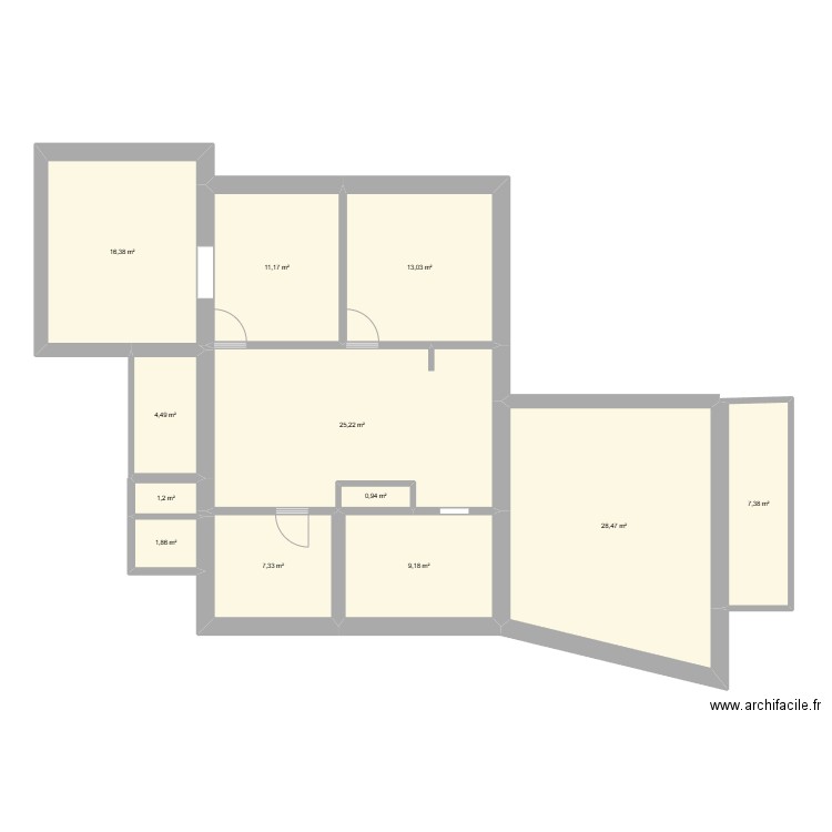 plan de base 1. Plan de 12 pièces et 127 m2