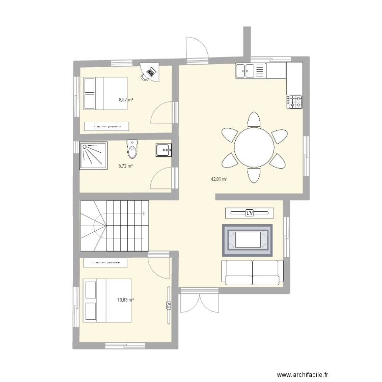 Plan Nel. Plan de 4 pièces et 68 m2