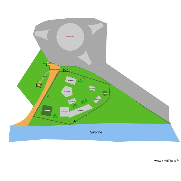 aire de jeux 2. Plan de 1 pièce et 2143 m2