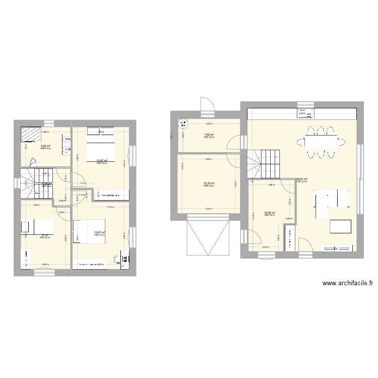 maths. Plan de 9 pièces et 130 m2