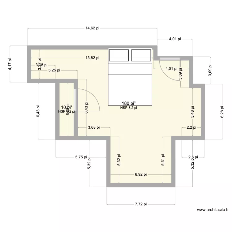 Hartford - 3rd Floor- Guest Bed 1. Plan de 2  et 18 m²