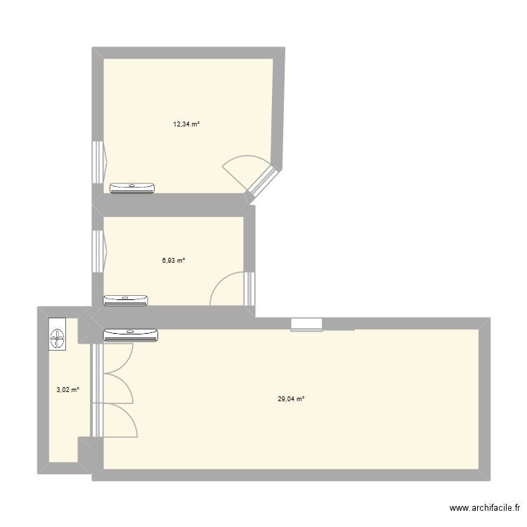Chambre 'ma et moi et salon. Plan de 4 pièces et 51 m2