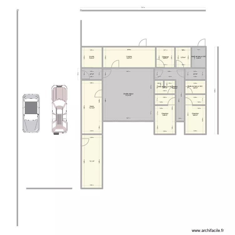 maison v1. Plan de 15  et 126 m²