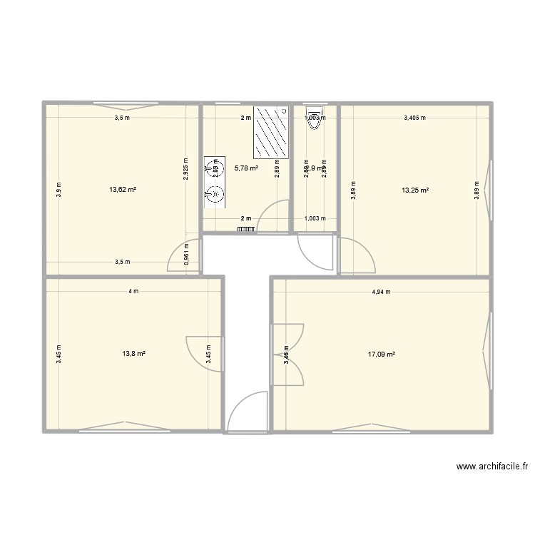 Origin La garde SDB. Plan de 6 pièces et 66 m2