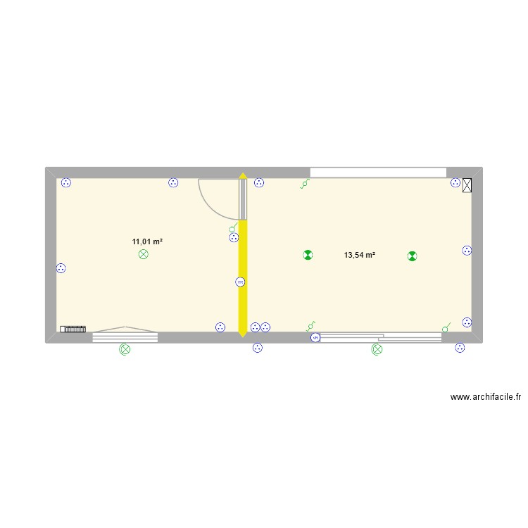 plan elec extension. Plan de 2 pièces et 25 m2