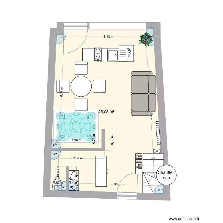 Beauvoisine #2. Plan de 1 Pièce et 25 m² Beauvoisine #2. Plan de 1 Pièce et 25 m²