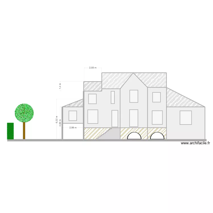 Plan de coupe apres P2. Plan de 