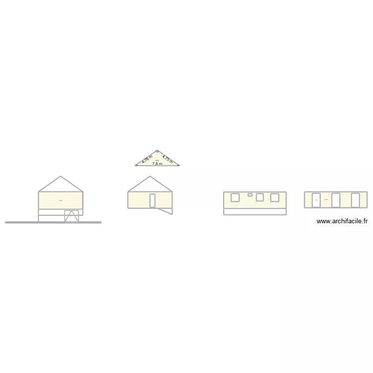 Facades. Plan de 16 et 159 m² Facades. Plan de 16 et 159 m²