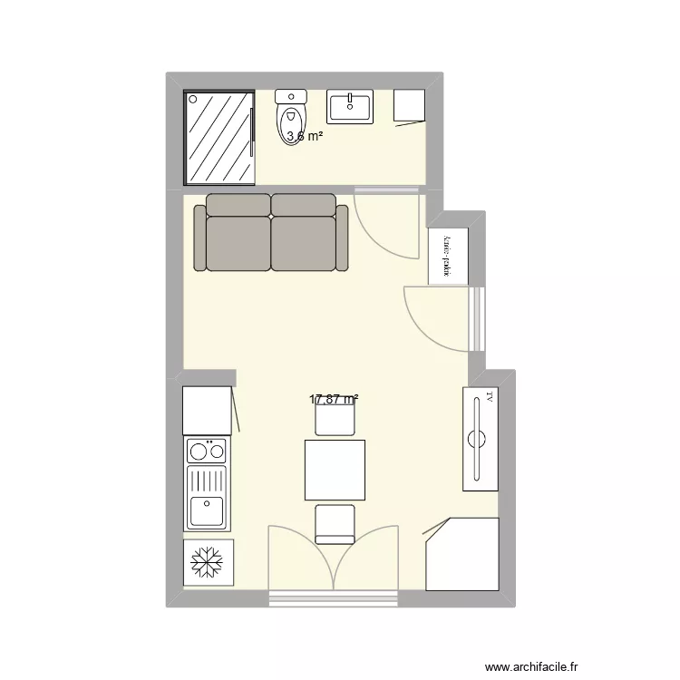 studio. Plan de 2 et 21 m² studio. Plan de 2 et 21 m²