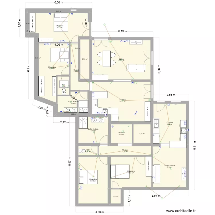 LINXE ETAGE avec bonne cote comble. Plan de 