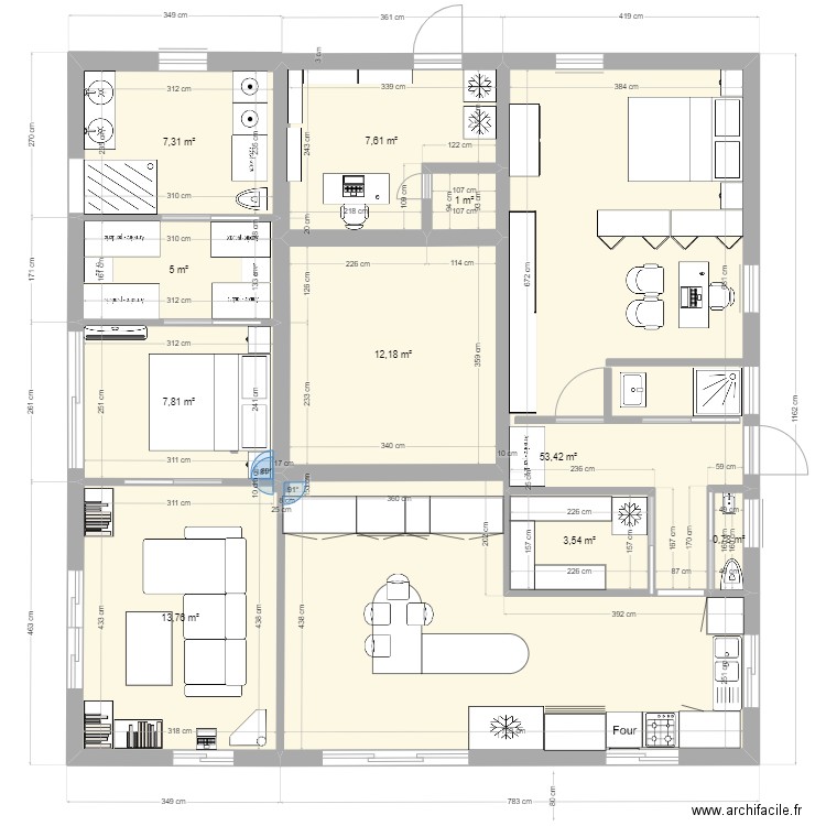 la maison du Bonheur version 4 avec améliorations RET B. Plan de 10 pièces et 112 m2