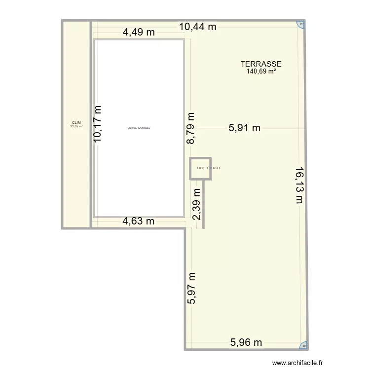 terrasse. Plan de 3  et 156 m²