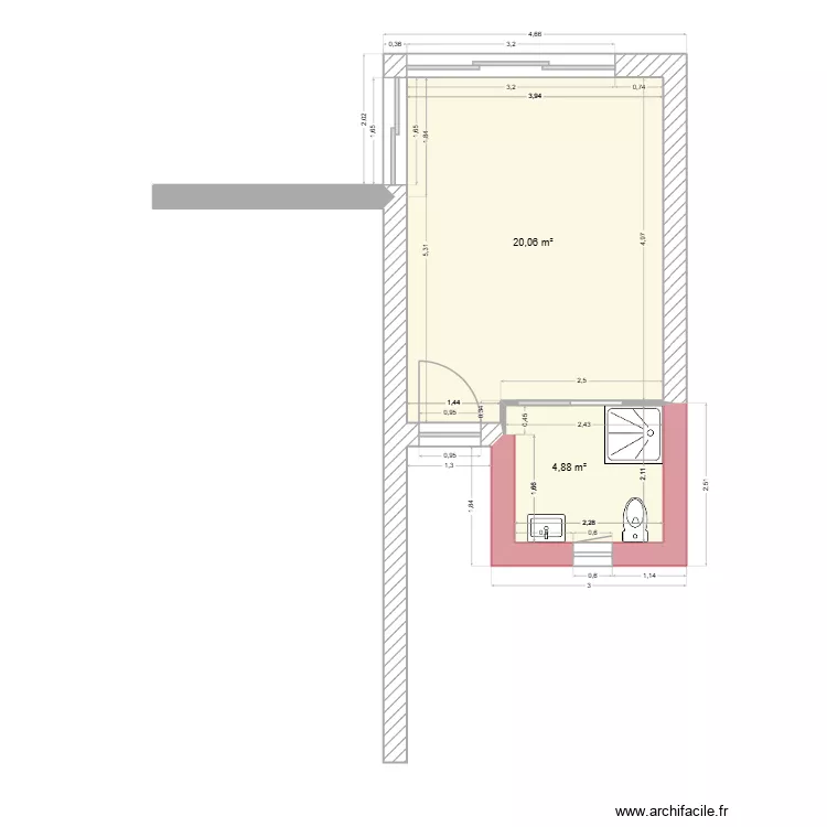 AUVRAY. Plan de 2 pièces et 25 m² AUVRAY. Plan de 2 pièces et 25 m²
