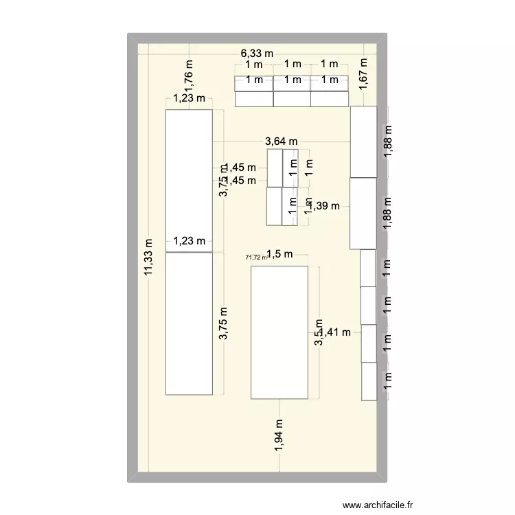 PLAN V1. Plan de 1 pièce et 72 m²