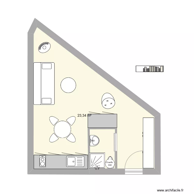 Atelier 3. Plan de 1  et 23 m²