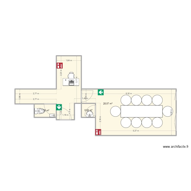 CENTRE 6A2IF. Plan de 3 pièces et 29 m2