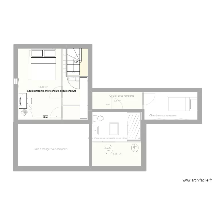 Ste Catherine. Plan de 9  et 89 m²