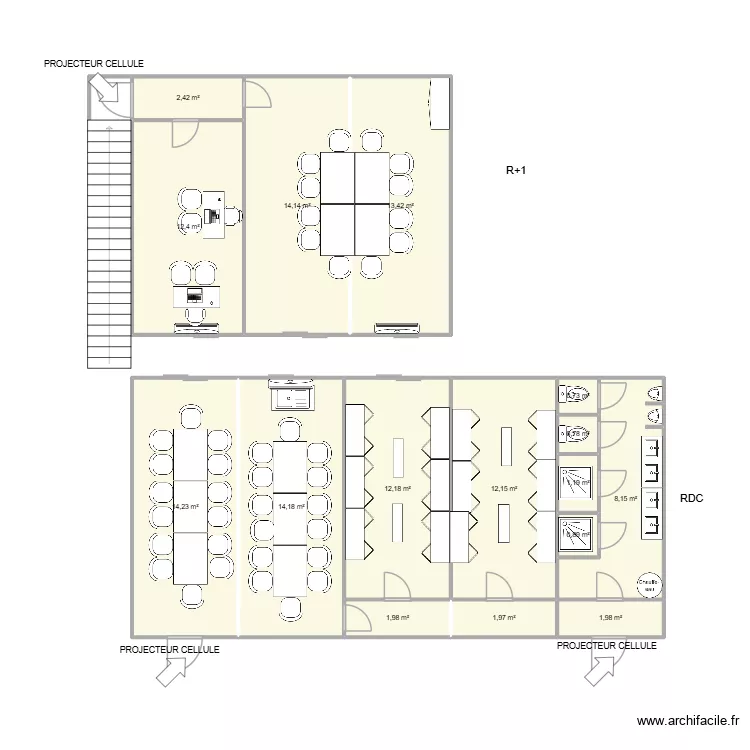 DESIGN & BUILD CHANTIER GRENOBLE. Plan de 16  et 113 m²
