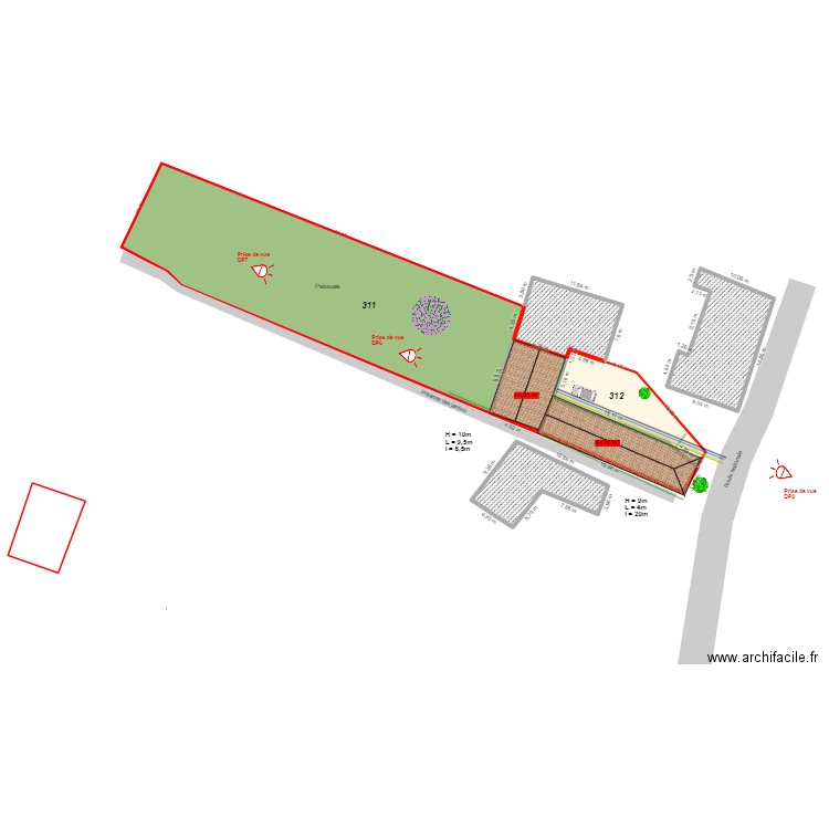 Maison Arthies Cadastre Toiture actuelle. Plan de 5 pièces et 432 m2