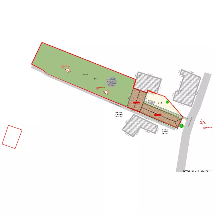 Maison Arthies Cadastre Toiture actuelle. Plan de 