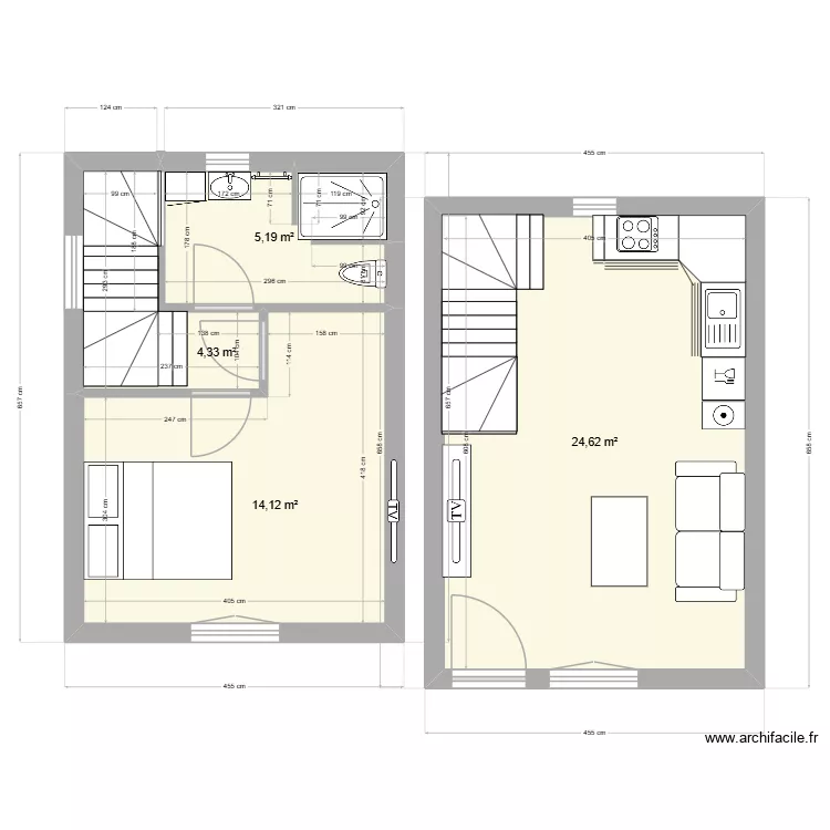 PLAN NASS APT 2. Plan de 4  et 48 m²