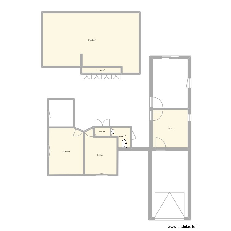 Quirole. Plan de 7 pièces et 66 m2