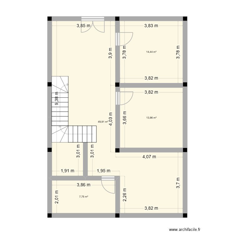 hocine. Plan de 4 pièces et 86 m2