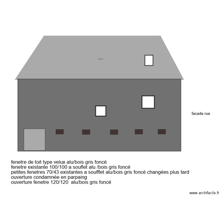 facade est. Plan de 0 pièce et 0 m2