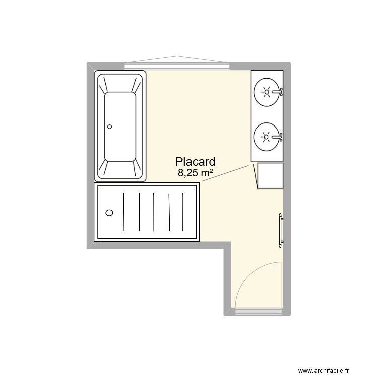 salle de bain Margot version Agathe. Plan de 1 pièce et 8 m2