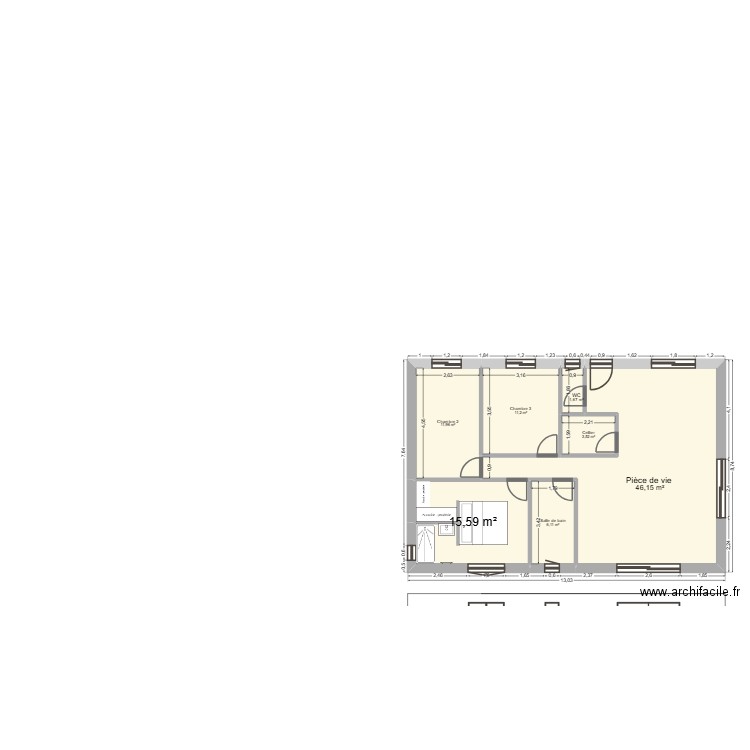 plan. Plan de 7 pièces et 96 m2
