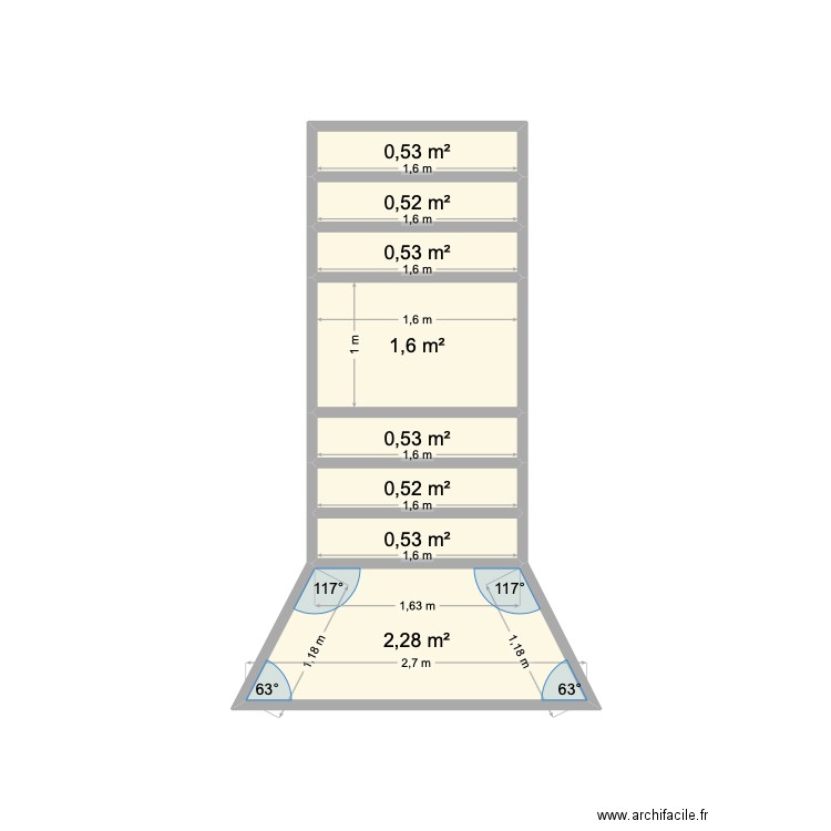 escalier. Plan de 8 pièces et 7 m2