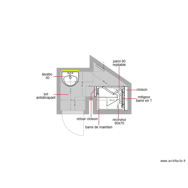 laoubi. Plan de 1 pièce et 2 m2