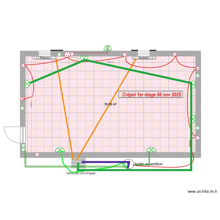 Crépol-1er étage. Plan de 1 pièce et 40 m2