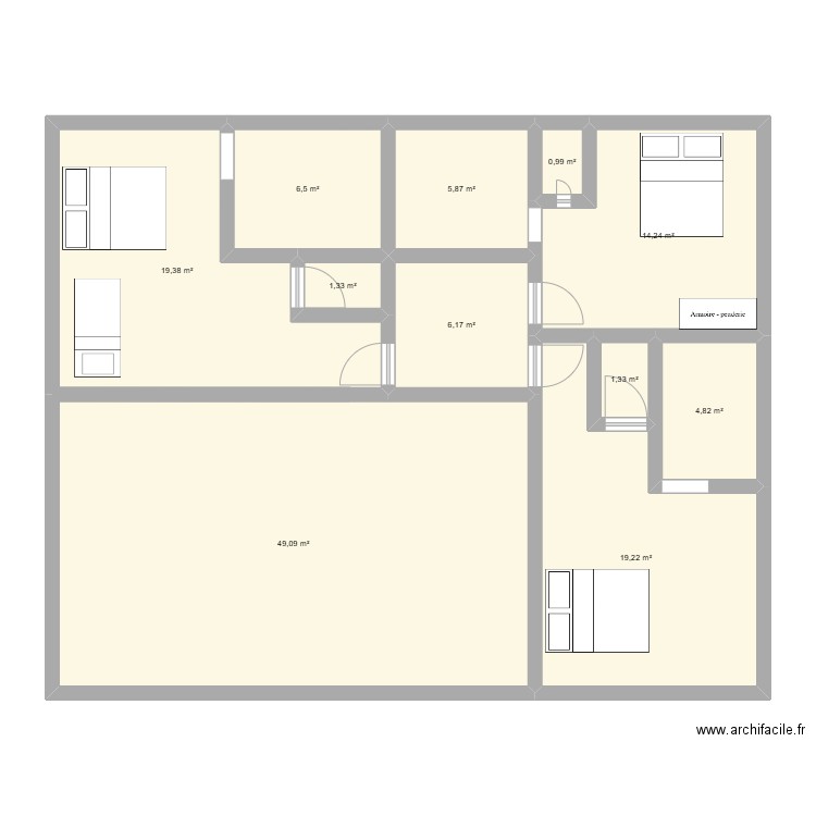 essai maison. Plan de 11 pièces et 129 m2