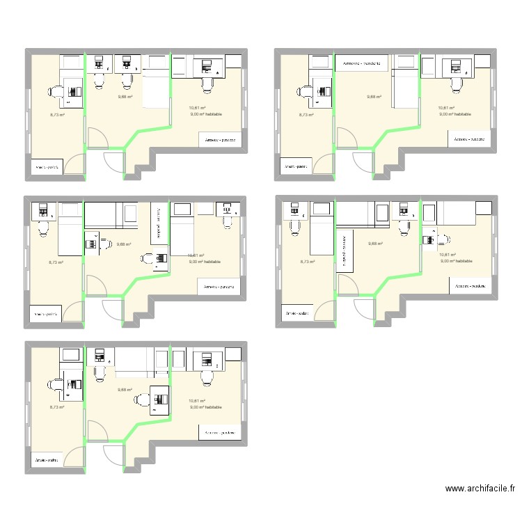 Agencements exemples. Plan de 0 pièce et 0 m2